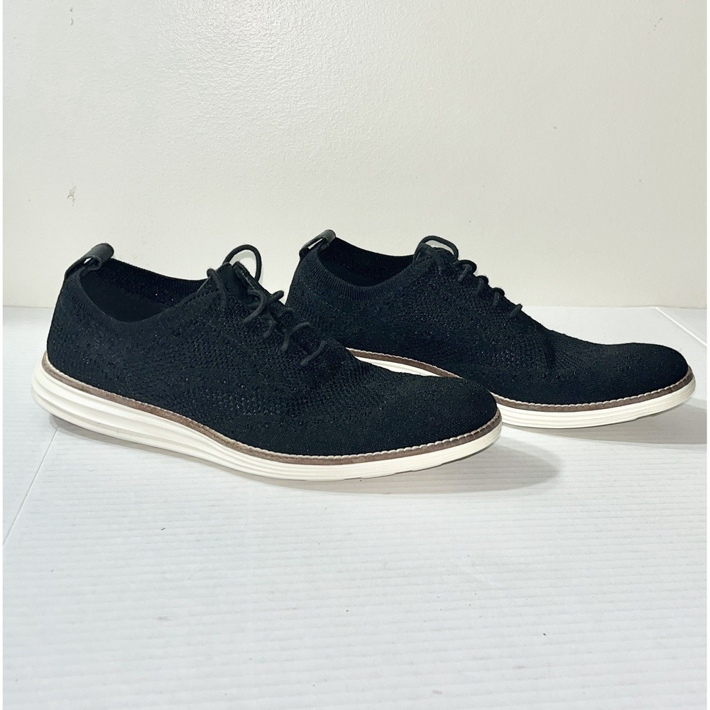 Cole Haan Original Grand Shoes Men's 8.5‎ Black Knit Wingtip Stitchlite C27959